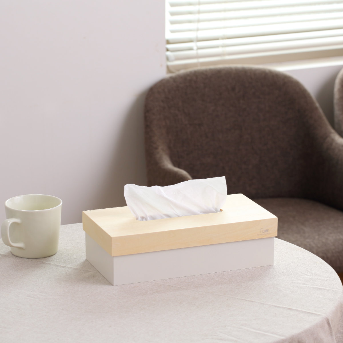 ティッシュケース 木製 T CUBE 北欧 ( ティッシュ ケース ティッシュカバー ハンドメイド 日本製 ティッシュホルダー インテリア 雑貨 リビング ダイニング 収納 おしゃれ ナチュラル 木目 ) 【アイボリー】 アイボリー
