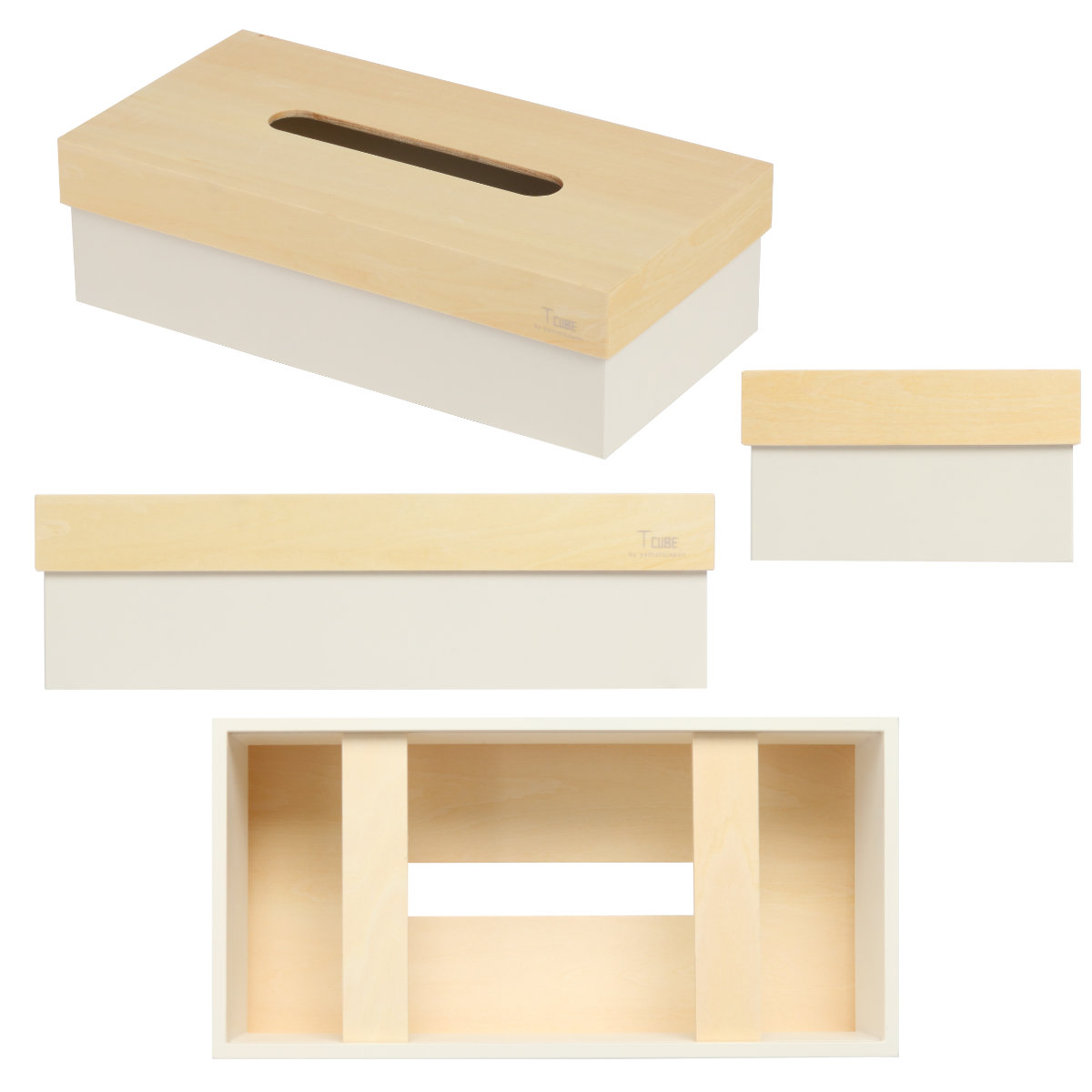 ティッシュケース 木製 T CUBE 北欧 ( ティッシュ ケース ティッシュカバー ハンドメイド 日本製 ティッシュホルダー インテリア 雑貨 リビング ダイニング 収納 おしゃれ ナチュラル 木目 ) 【アイボリー】 アイボリー