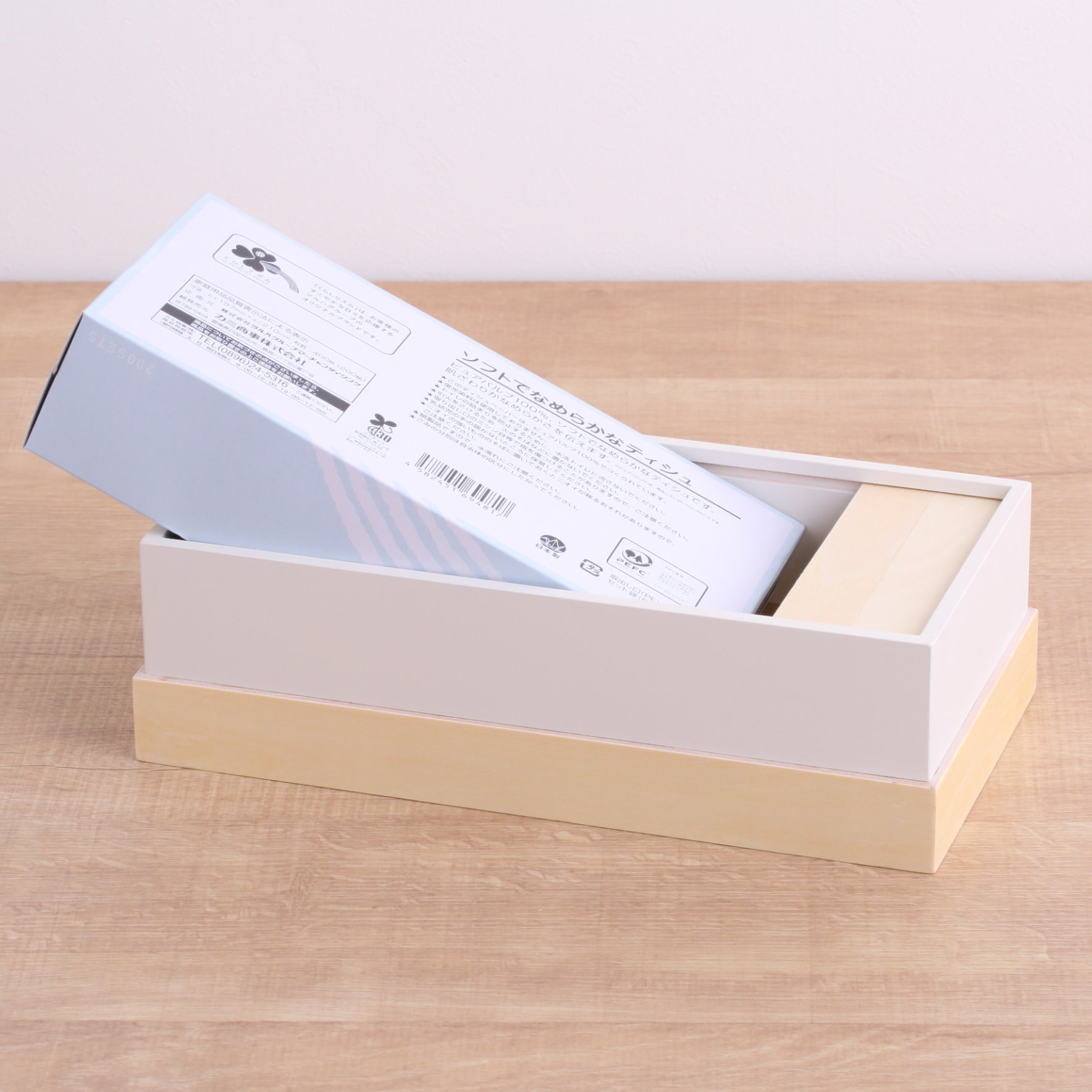 ティッシュケース 木製 T CUBE 北欧 ( ティッシュ ケース ティッシュカバー ハンドメイド 日本製 ティッシュホルダー インテリア 雑貨 リビング ダイニング 収納 おしゃれ ナチュラル 木目 ) 【アイボリー】 アイボリー