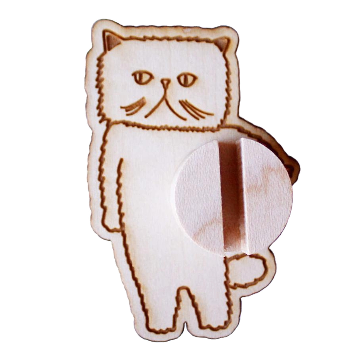 ケーブルクリップ コードクリップ 木製 両面テープ ネコ アニマル ( ケーブルホルダー コード 固定 クリップ 天然木 猫 プレゼント かわいい 日本製 壁 机 収納 整頓 充電ケーブル 充電コード 便利グッズ 貼るだけ ) 【スフィンクス】 スフィンクス