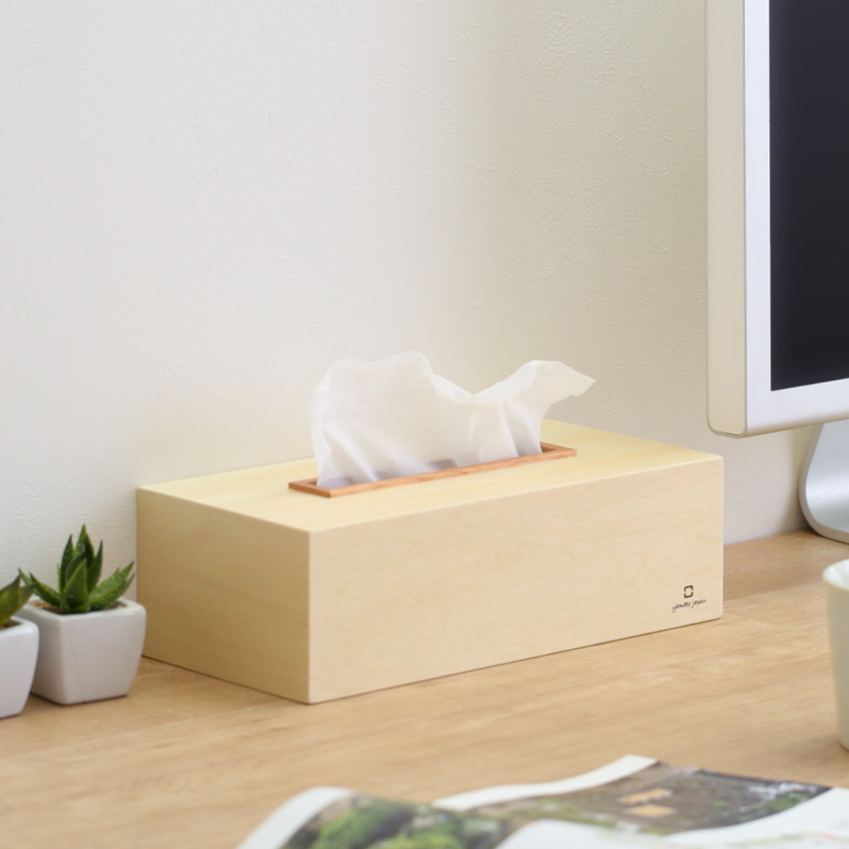 ティッシュケース KOGUCHI 木製 ( おしゃれ ティッシュボックス ティッシュカバー 卓上 ヤマト工芸 ティッシュ ケース ボックス 収納 木目 天然木 日本製 シンプル ナチュラル ティッシュペーパー 箱ティッシュ ボックスティッシュ ) 【ダークブラウン】 ダークブラウン