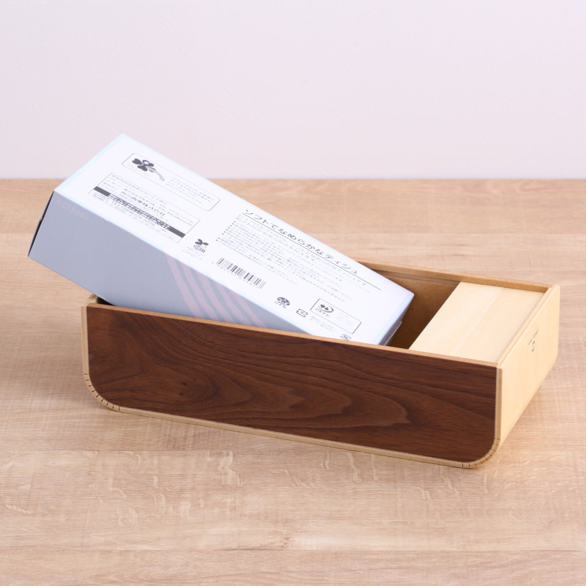 ティッシュケース COLOR BOX slim 木製 ( おしゃれ シンプル ナチュラル ティッシュボックス ティッシュカバー 卓上 置き型 ヤマト工芸 ティッシュ ケース 箱ティッシュ ボックスティッシュ 木目 天然木 日本製 ) 【ナチュラル】 ナチュラル