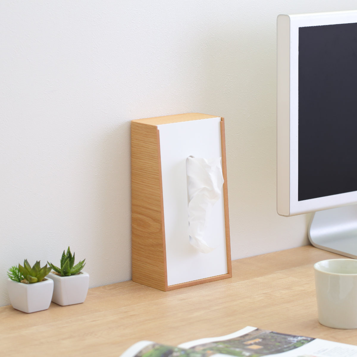 ティッシュケース 木製 LSTAND tissue ( ティッシュ ケース ヤマト工芸 日本製 縦 インテリア おしゃれ 天然木 縦型 ナチュラル ウォールナット ソフトパック ボックスティッシュ 雑貨 リビング キッチン ダイニング 突板 木目 ) 【ブラウン×ブラック】 ブラウン×ブラック