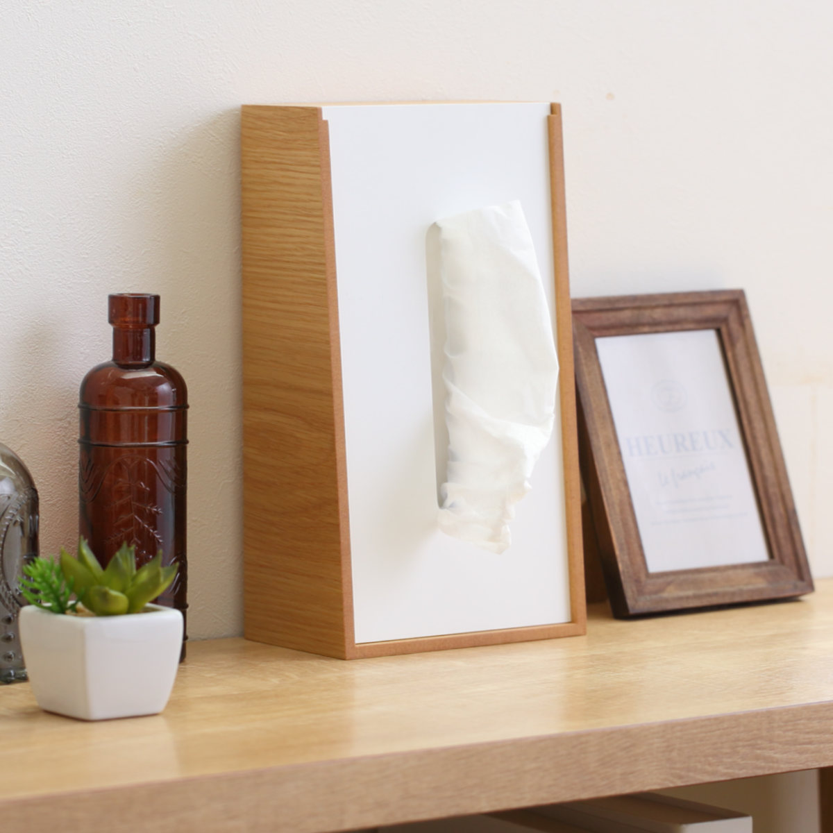 ティッシュケース 木製 LSTAND tissue ( ティッシュ ケース ヤマト工芸 日本製 縦 インテリア おしゃれ 天然木 縦型 ナチュラル ウォールナット ソフトパック ボックスティッシュ 雑貨 リビング キッチン ダイニング 突板 木目 ) 【ブラウン×ブラック】 ブラウン×ブラック