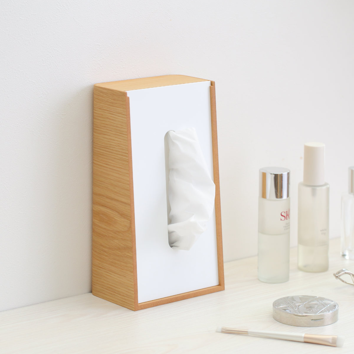 ティッシュケース 木製 LSTAND tissue ( ティッシュ ケース ヤマト工芸 日本製 縦 インテリア おしゃれ 天然木 縦型 ナチュラル ウォールナット ソフトパック ボックスティッシュ 雑貨 リビング キッチン ダイニング 突板 木目 ) 【ブラウン×ブラック】 ブラウン×ブラック