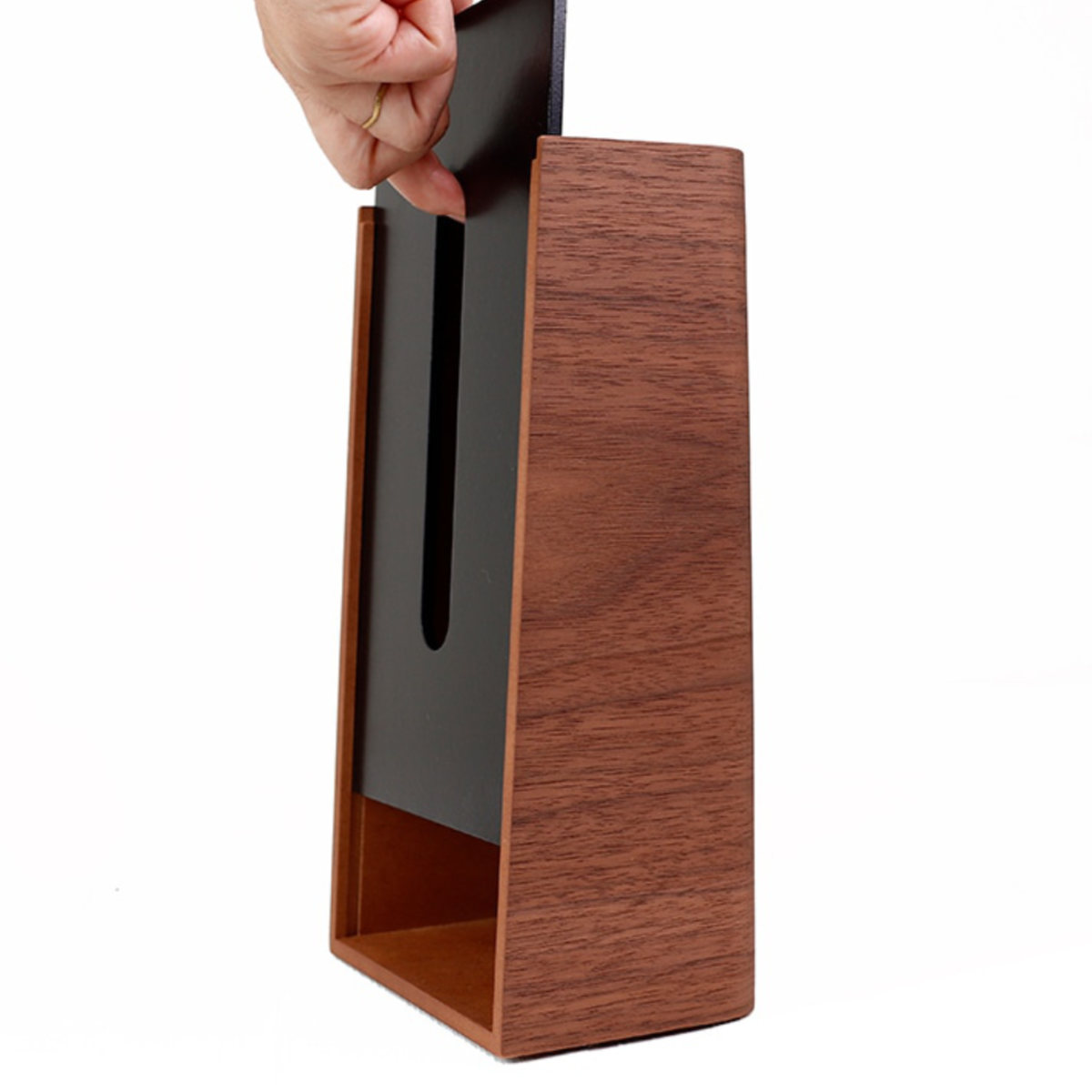 ティッシュケース 木製 LSTAND tissue ( ティッシュ ケース ヤマト工芸 日本製 縦 インテリア おしゃれ 天然木 縦型 ナチュラル ウォールナット ソフトパック ボックスティッシュ 雑貨 リビング キッチン ダイニング 突板 木目 ) 【ブラウン×ブラック】 ブラウン×ブラック