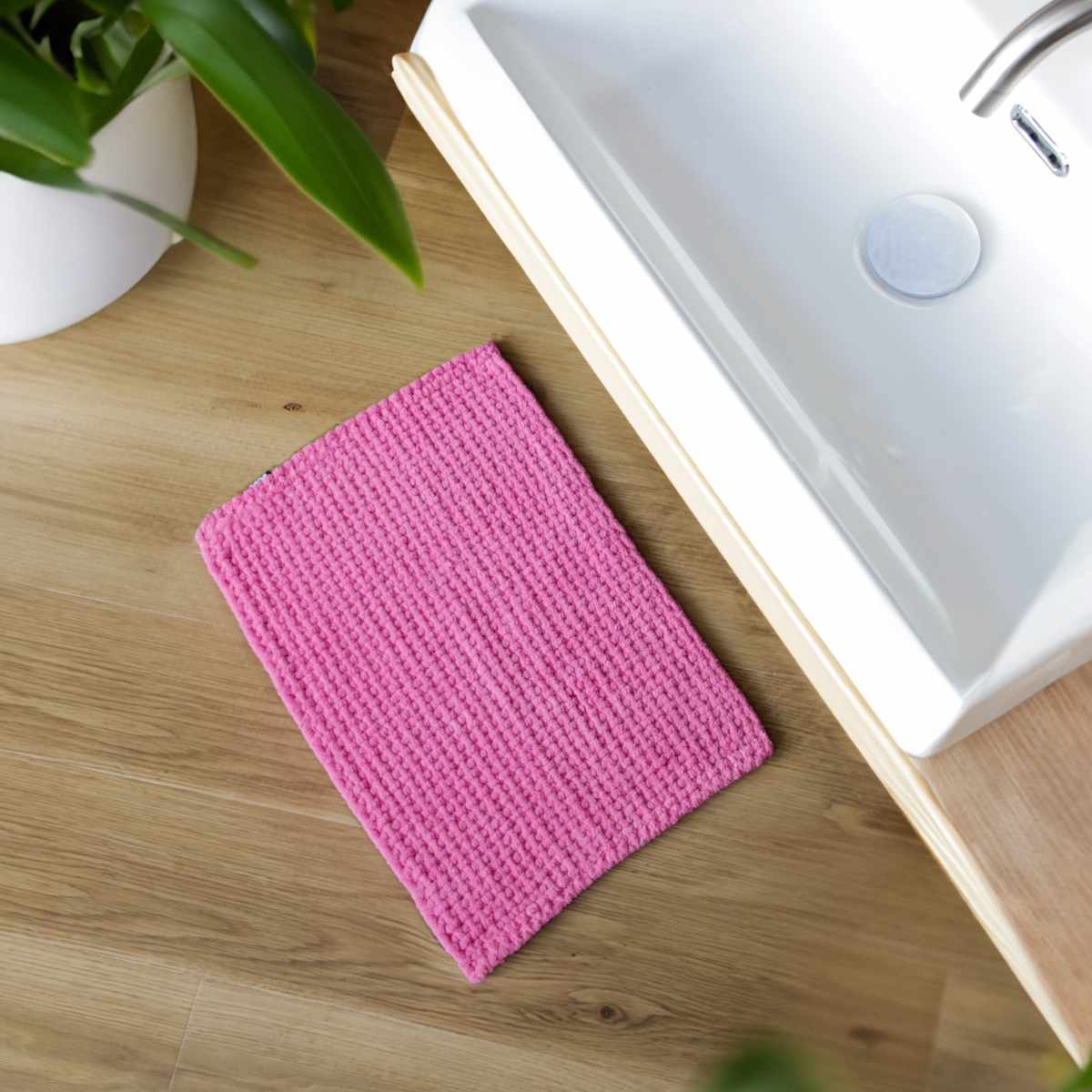 バスマット SUSU 抗菌ふわふわ雲ごこちバスマット 35×50cm ( お風呂マット 足拭きマット 吸水 速乾 マイクロファイバー 抗菌 浴室マット ふわふわ 洗える 35×50 超吸水 マイクロファイバーモール ) 【ローズピンク】 ローズピンク