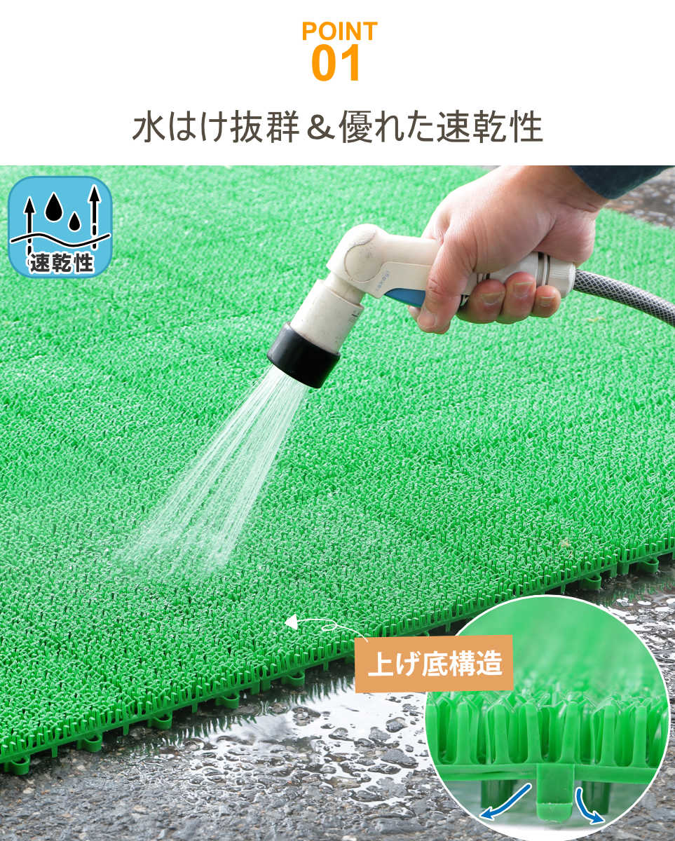 人工芝 ジョイント 若草ユニット 本体 30×30cm 180枚セット EVタイプ ( 人工 芝 庭 ベランダ ウッドデッキ ガーデン マット 耐久性 180枚 正方形 玄関 テラス バルコニー 屋上 エクステリア ガーデニング 園芸 ) 【グレー】 グレー