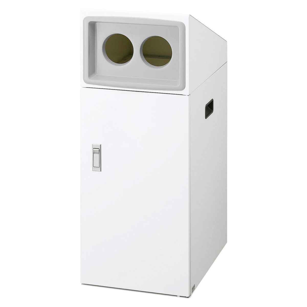 ゴミ箱 リサイクルボックスNTO-50 50L スリム 屋外用 ( 法人限定 山崎産業 業務用 ダストボックス 分別 ごみ箱 幅34 分別シール付き 50リットル 省スペース 分別ゴミ箱 内容器付き スチール製 おしゃれ ) 【ホワイト×角穴】 ホワイト×角穴