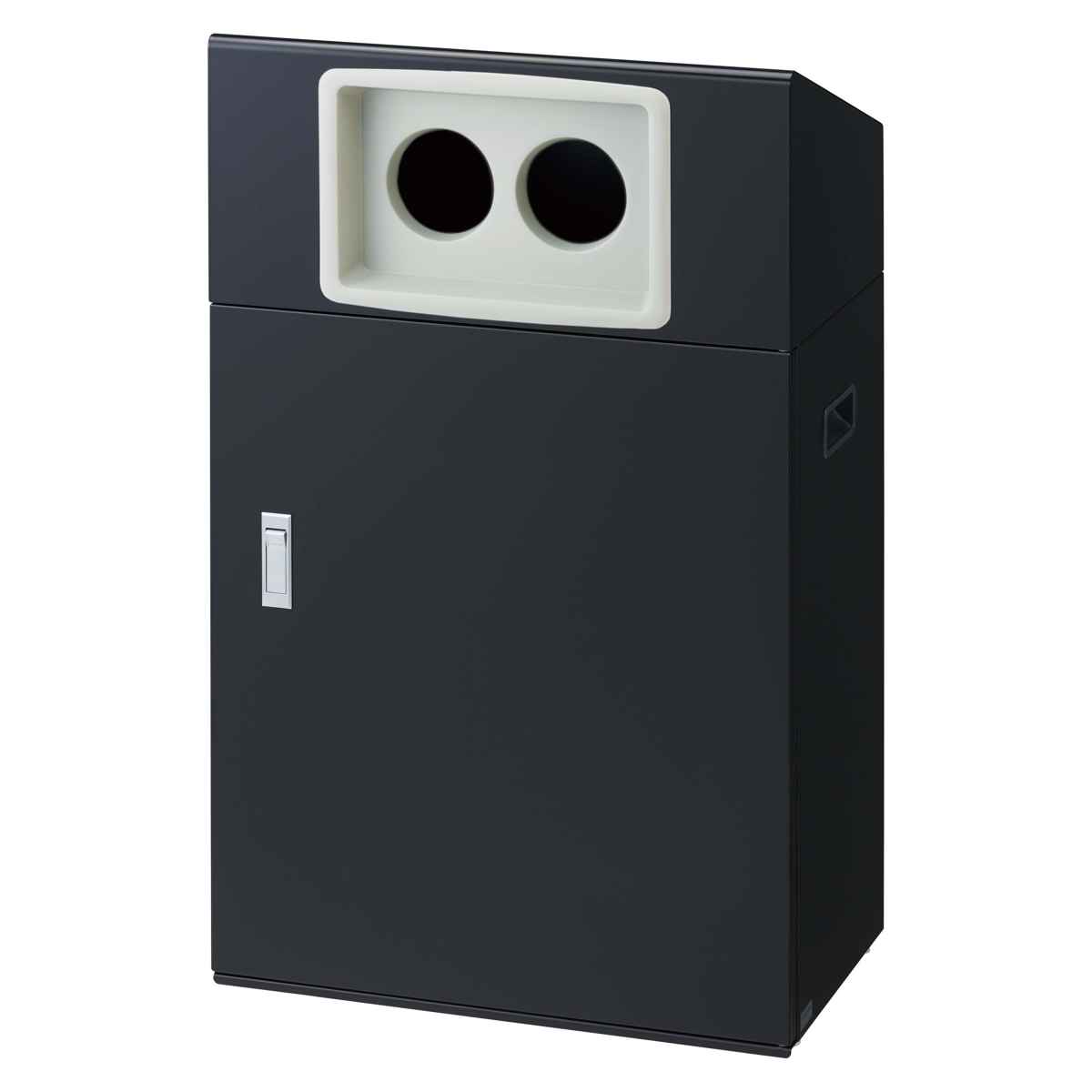 ゴミ箱 リサイクルボックスNYO-50 50L ワイド 屋外用 ( 法人限定 山崎産業 業務用 ダストボックス 分別 ごみ箱 奥行30 分別シール付き 50リットル 省スペース 分別ゴミ箱 内容器付き スチール製 おしゃれ ) 【ブラック×角穴】 ブラック×角穴