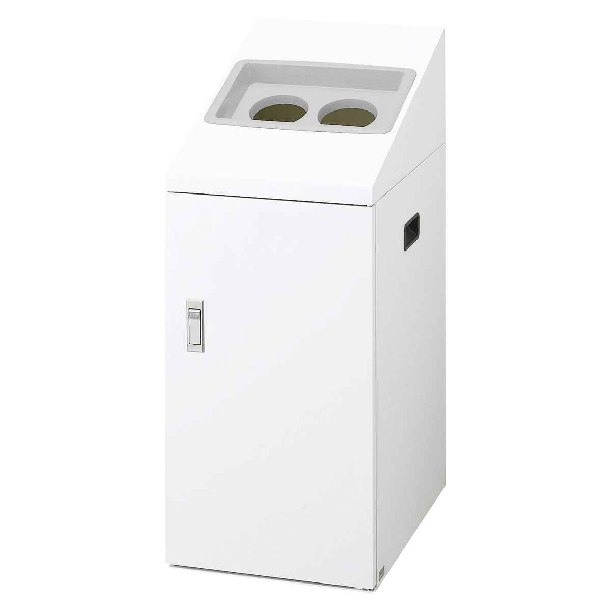 ゴミ箱 リサイクルボックスNTI-50 50L スリム 屋内用 ( 法人限定 山崎産業 業務用 ダストボックス 分別 ごみ箱 幅34 分別シール付き 50リットル 省スペース 分別ゴミ箱 内容器付き スチール製 おしゃれ ) 【ブラック×角穴】 ブラック×角穴