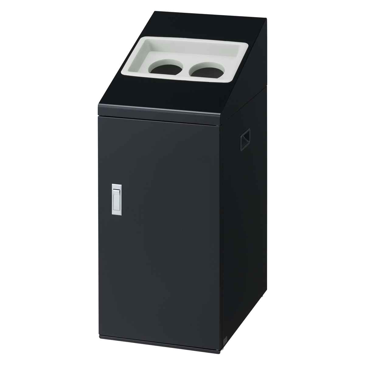 ゴミ箱 リサイクルボックスNTI-50 50L スリム 屋内用 ( 法人限定 山崎産業 業務用 ダストボックス 分別 ごみ箱 幅34 分別シール付き 50リットル 省スペース 分別ゴミ箱 内容器付き スチール製 おしゃれ ) 【ブラック×角穴】 ブラック×角穴