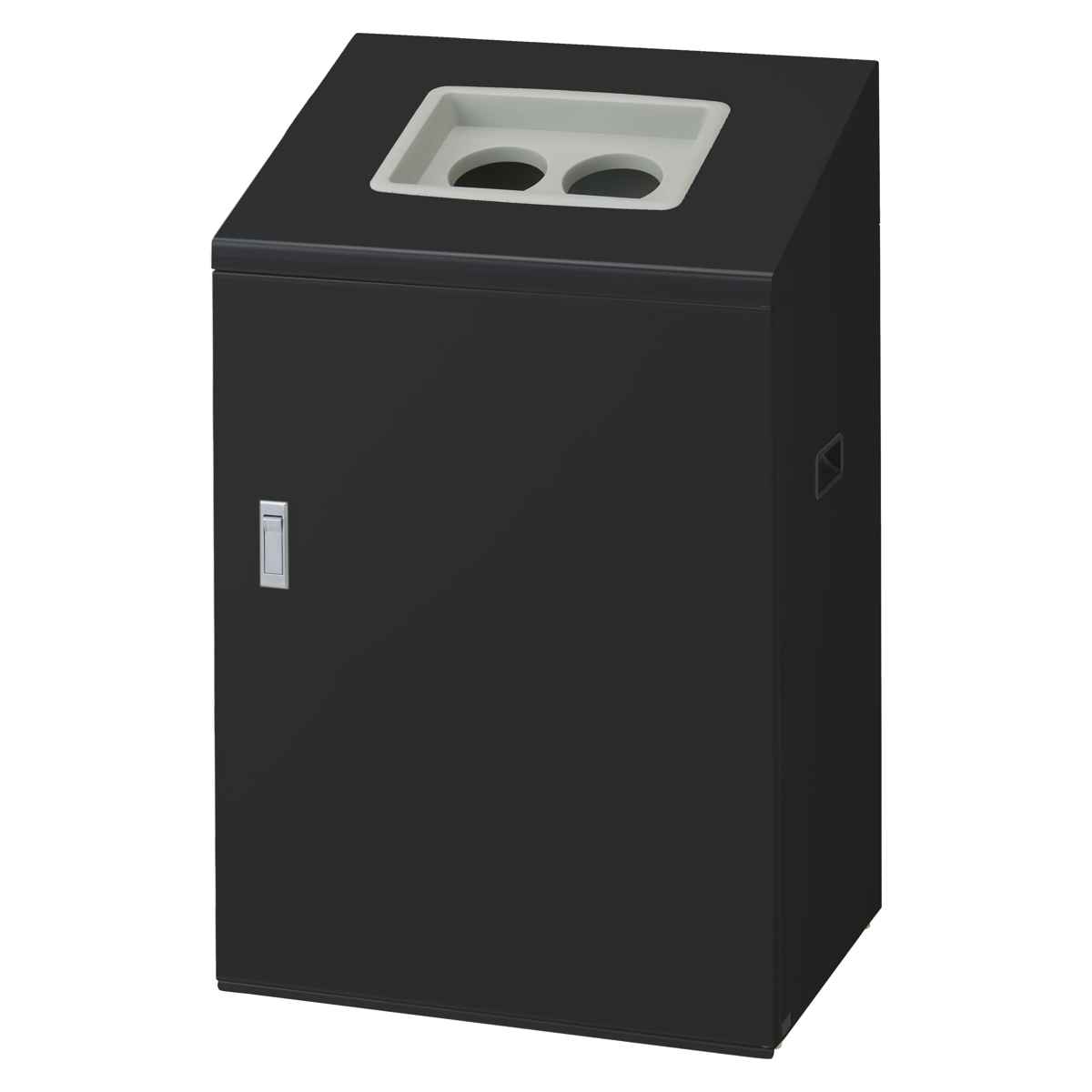 ゴミ箱 リサイクルボックスNYI-90 90L ワイド 屋内用 ( 法人限定 山崎産業 業務用 ダストボックス 分別 ごみ箱 奥行40 分別シール付き 90リットル 大容量 省スペース 分別ゴミ箱 内容器付き スチール製 おしゃれ ) 【ブラック×角穴】 ブラック×角穴