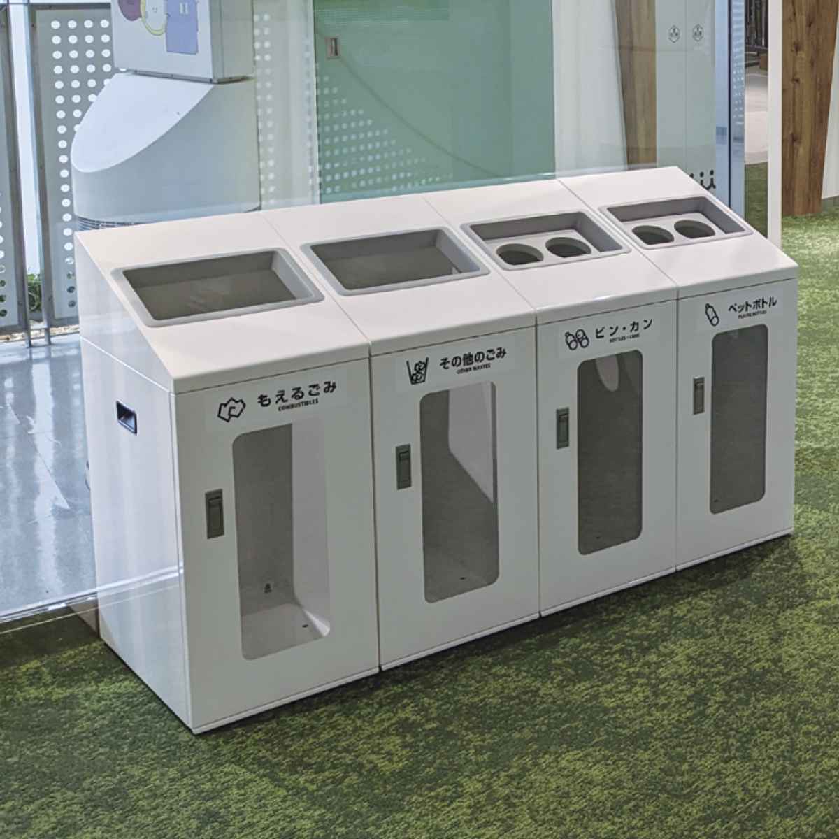 ゴミ箱 リサイクルボックスNTIS-50 70L 窓あり スリム 屋内用 ( 法人限定 山崎産業 業務用 ダストボックス 分別 ごみ箱 幅34 分別シール付き 70リットル 大容量 省スペース 分別ゴミ箱 袋止め付き スチール製 おしゃれ ) 【ブラック×角穴】 ブラック×角穴