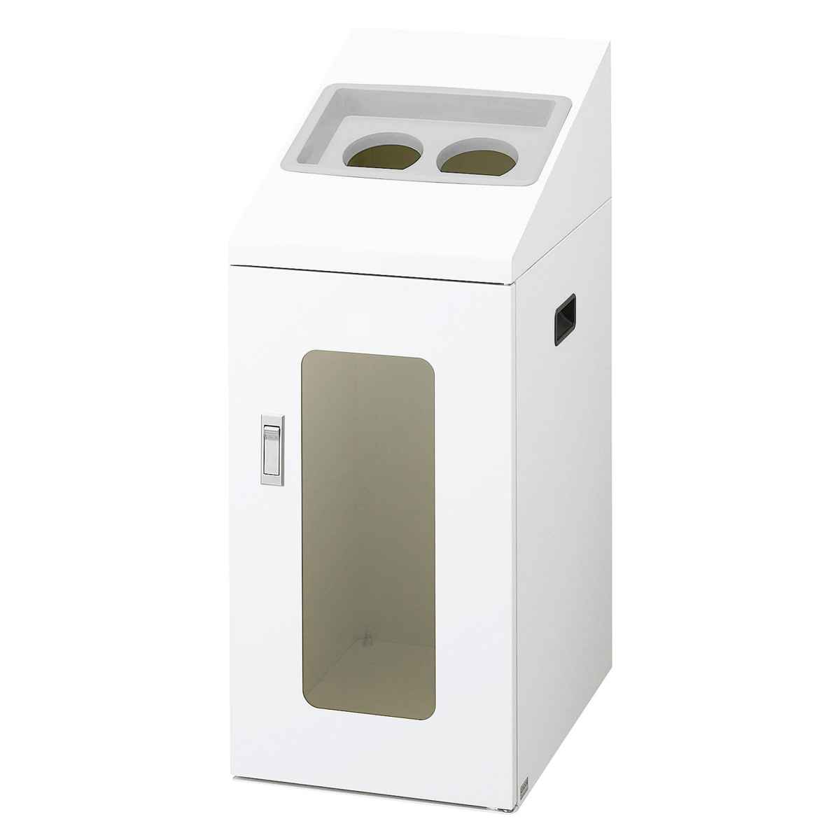 ゴミ箱 リサイクルボックスNTIS-50 70L 窓あり スリム 屋内用 ( 法人限定 山崎産業 業務用 ダストボックス 分別 ごみ箱 幅34 分別シール付き 70リットル 大容量 省スペース 分別ゴミ箱 袋止め付き スチール製 おしゃれ ) 【ブラック×角穴】 ブラック×角穴