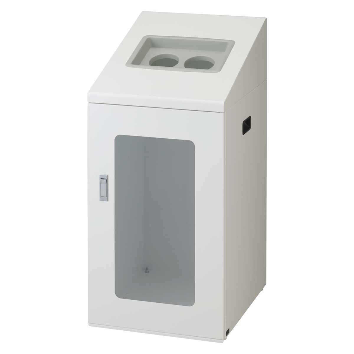 ゴミ箱 リサイクルボックスNTIS-90 120L 窓あり スリム 屋内用 ( 法人限定 山崎産業 業務用 ダストボックス 分別 ごみ箱 幅44 分別シール付き 120リットル 大容量 省スペース 分別ゴミ箱 袋止め付き スチール製 おしゃれ ) 【ブラック×角穴】 ブラック×角穴