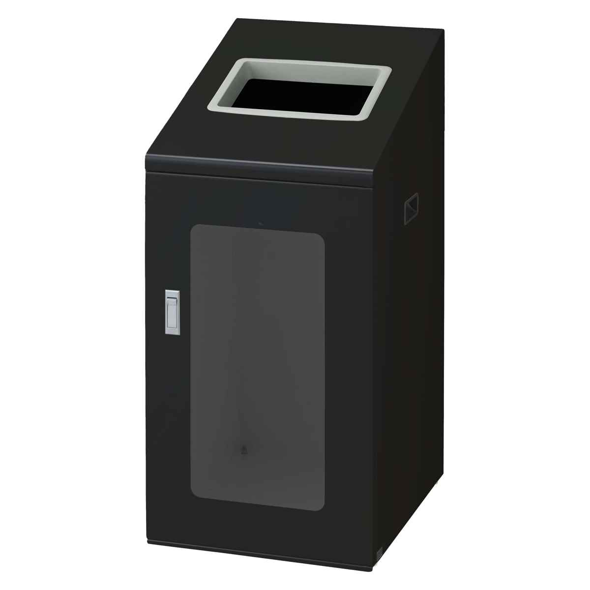 ゴミ箱 リサイクルボックスNTIS-90 120L 窓あり スリム 屋内用 ( 法人限定 山崎産業 業務用 ダストボックス 分別 ごみ箱 幅44 分別シール付き 120リットル 大容量 省スペース 分別ゴミ箱 袋止め付き スチール製 おしゃれ ) 【ブラック×角穴】 ブラック×角穴