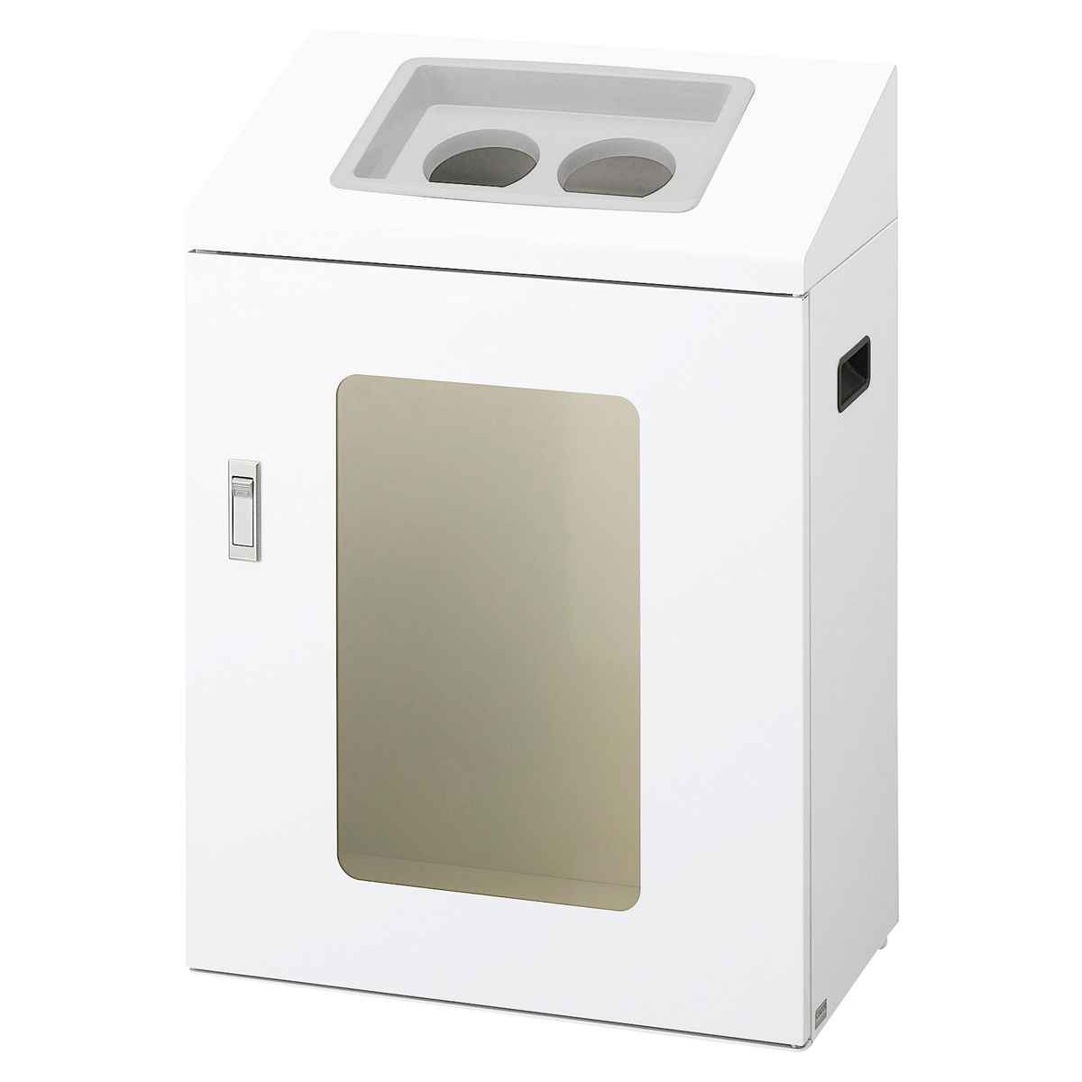 ゴミ箱 リサイクルボックスNYIS-50 70L 窓あり ワイド 屋内用 ( 法人限定 山崎産業 業務用 ダストボックス 分別 ごみ箱 奥行30 分別シール付き 70リットル 大容量 省スペース 分別ゴミ箱 袋止め付き スチール製 おしゃれ ) 【ブラック×角穴】 ブラック×角穴