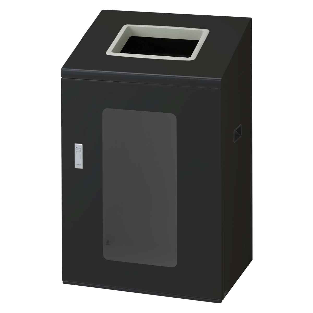 ゴミ箱 リサイクルボックスNYIS-90 120L 窓あり ワイド 屋内用 ( 法人限定 山崎産業 業務用 ダストボックス 分別 ごみ箱 奥行40 分別シール付き 120リットル 大容量 省スペース 分別ゴミ箱 袋止め付き スチール製 おしゃれ ) 【ブラック×角穴】 ブラック×角穴