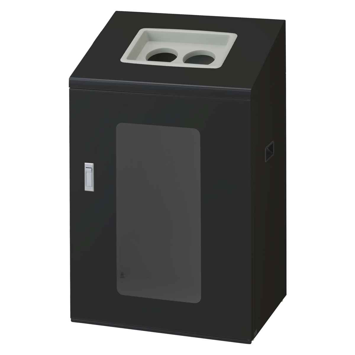 ゴミ箱 リサイクルボックスNYIS-90 120L 窓あり ワイド 屋内用 ( 法人限定 山崎産業 業務用 ダストボックス 分別 ごみ箱 奥行40 分別シール付き 120リットル 大容量 省スペース 分別ゴミ箱 袋止め付き スチール製 おしゃれ ) 【ブラック×角穴】 ブラック×角穴