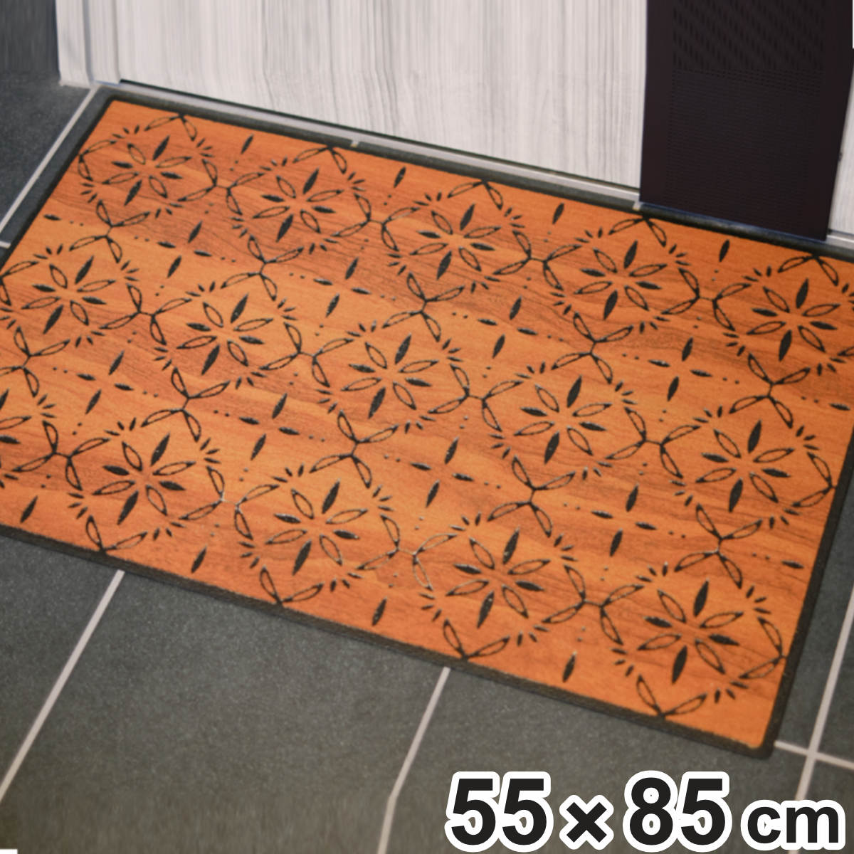 玄関マット 泥落とし 55cm×85cm 屋内・屋外兼用 エントランスマット アルベロ ( 屋外 洗える 水洗い 弾力 マット ゴム 薄手 滑りにくい 幅85cm おしゃれ カフェ ベランダ デッキ テラス 玄関 外用 室内 ブラウン )