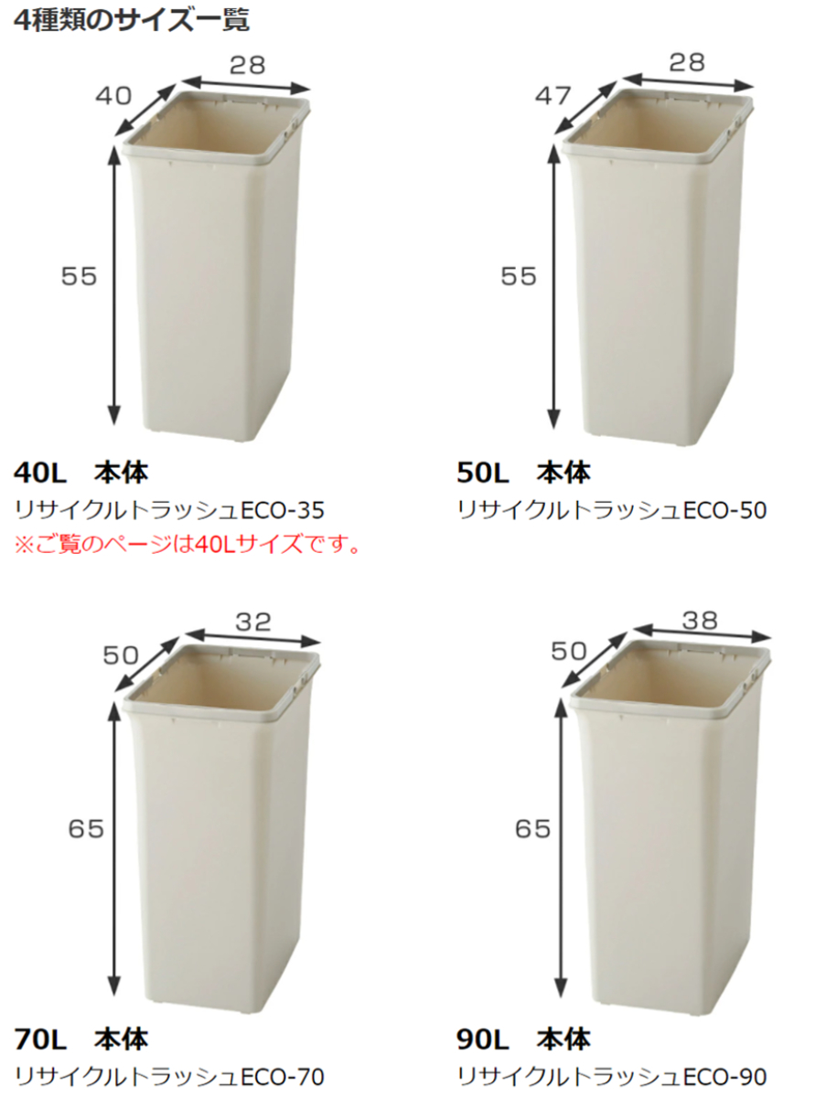 分別ゴミ箱 40L 本体のみ 屋内用 リサイクルトラッシュECO-35