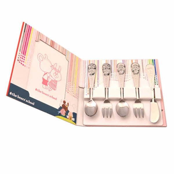 絵本式ペアカトラリーセット くまのがっこう ジャッキーのはつこい ( スプーン フォーク バタナイフ フォトフレーム キャラクター プレゼント ギフト お祝い )