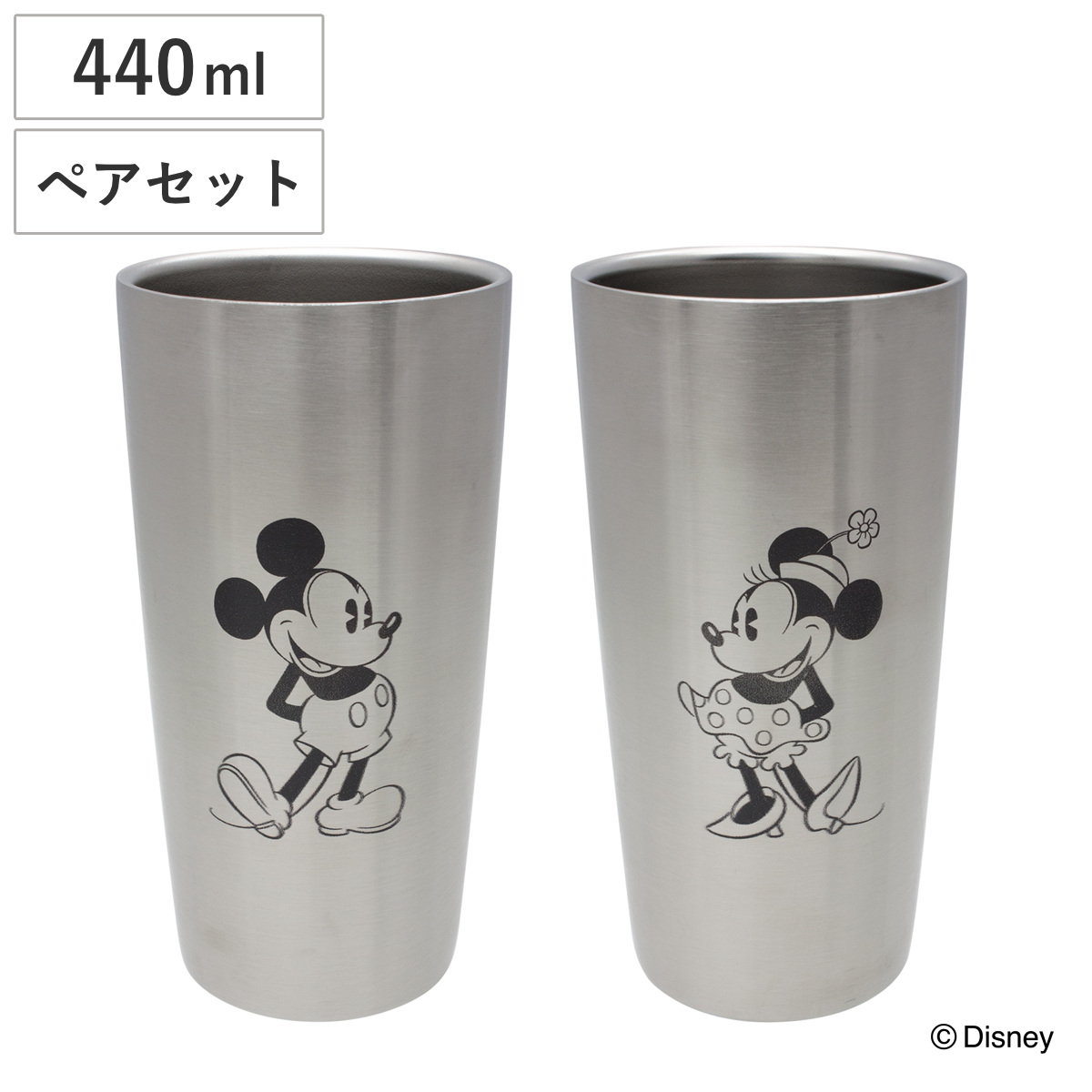 タンブラー ステンレス真空タンブラーセット440ml ミッキー＆ミニー （ ステンレス 保冷 保温 2個セット ディズニー コップ 食器 キャラクター ミッキー ミニー ギフト プレゼント ）
