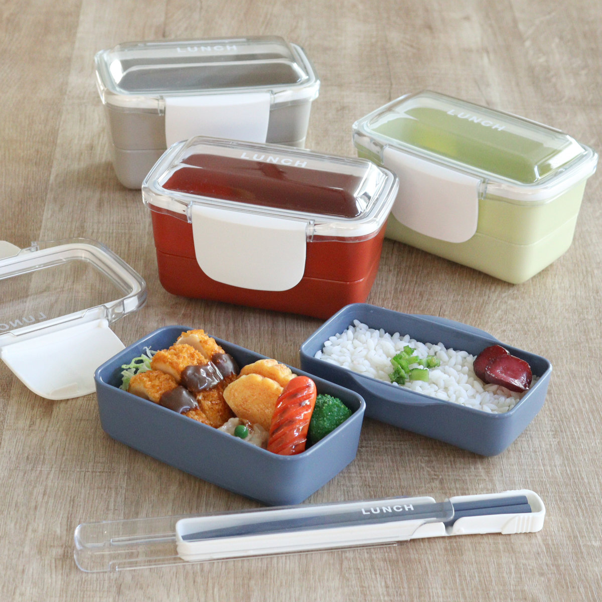 弁当箱 560ml ドーム 2段 time for LUNCH ランチボックス ( お弁当箱 食洗機対応 レンジ対応 二段 ドーム蓋 ドーム型 女子 日本製 食洗機OK レンジOK お弁当 弁当 4点ロック 仕切り付き 女性 ) 【グレー】 グレー