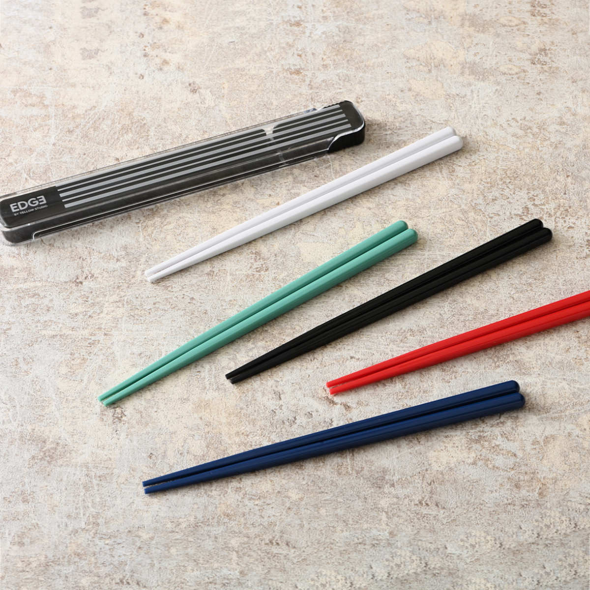 箸&ケース 25EDGE 箸箱セット ( 箸 箸&箸箱セット お箸 箸ケース 21cm 日本製 はし 弁当 お弁当 スライド式 折れ曲げ式 持ち運び お弁当用 携帯用 ) 【ブラック】