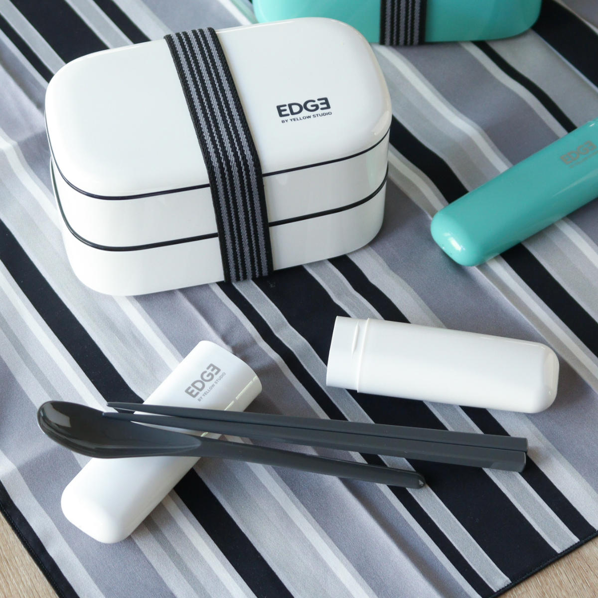 箸&スプーンコンビセット 25EDGE ( お箸 箸箱 18cm 19.5cm カトラリー セット 男子 携帯用 持ち運び お弁当用 給食 お弁当 弁当 男性 大人 日本製 ) 【ブルー】 ブルー