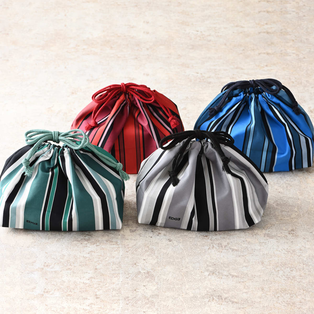 保冷ランチ巾着 25EDGE 弁当袋 ( お弁当袋 お弁当入れ ランチバッグ おべんとう袋 マチ有り 巾着 お弁当包み ランチ巾着 弁当包み お弁当 弁当 持ち運び お弁当用 大人 ) 【グリーン】 グリーン