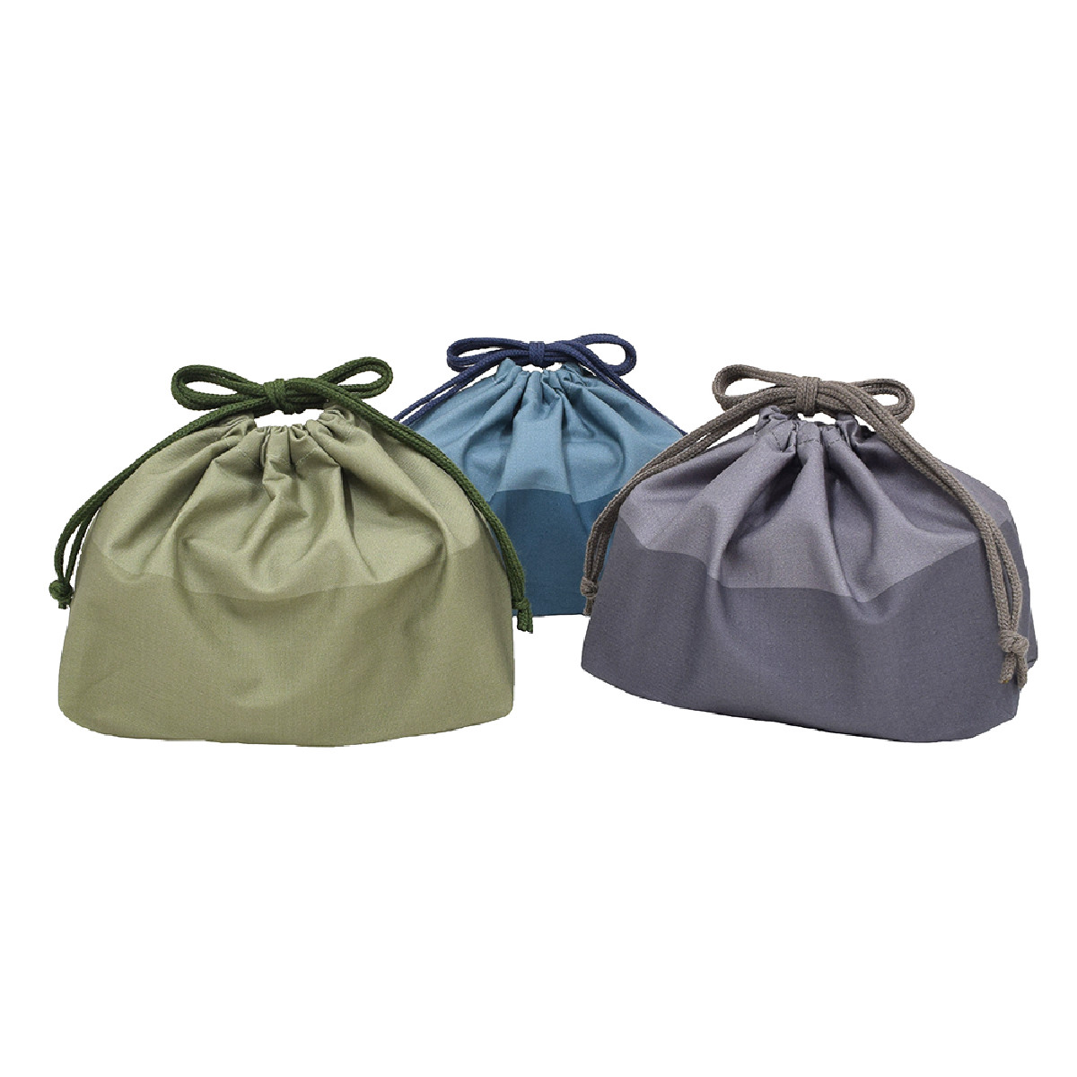 保冷ランチ巾着 モノクローム ( 保冷 保温 弁当袋 お弁当袋 ランチバッグ 巾着袋 お弁当入れ シンプル 給食袋 お弁当箱 弁当 袋 ランチ マチ付き 大人 子供 洗える 日本製 ) 【カーキ】 カーキ