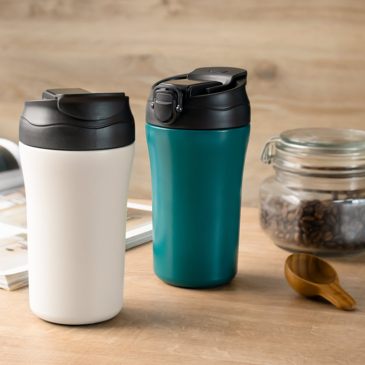 水筒 400ml DRINKIT 2Wayステンレスタンブラー ( 保温 保冷 タンブラー ストロー付き 直飲み 2way 蓋付き こぼれない 持ち運び ストロー 直のみ 真空二重構造 ステンレスボトル 結露しない シンプル ) 【ブラック】 ブラック