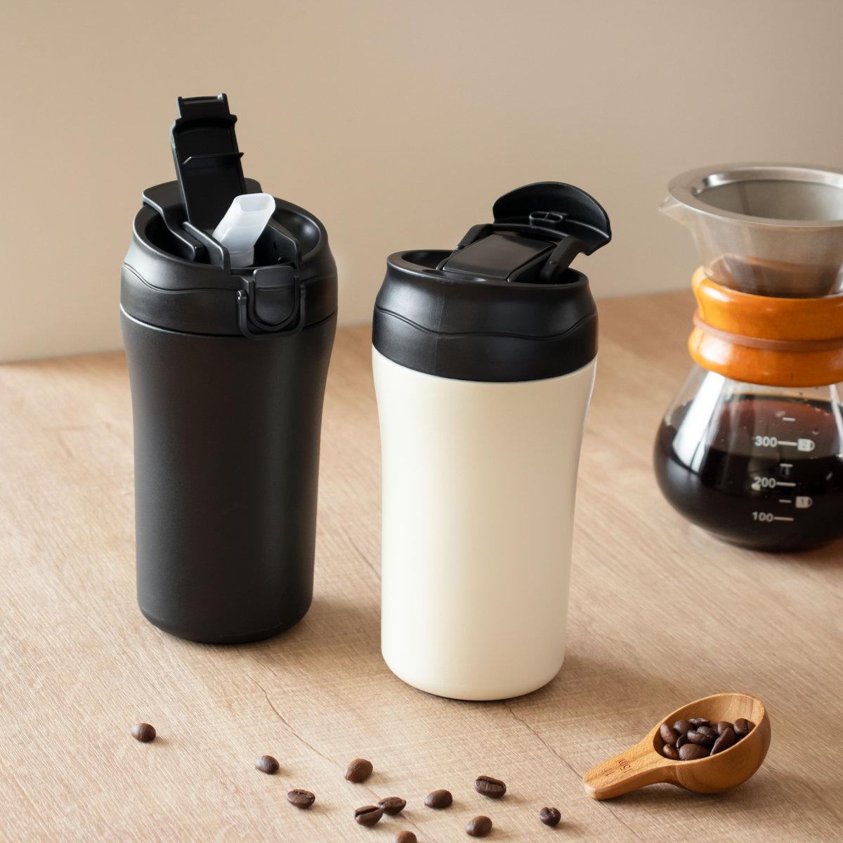 水筒 400ml DRINKIT 2Wayステンレスタンブラー ( 保温 保冷 タンブラー ストロー付き 直飲み 2way 蓋付き こぼれない 持ち運び ストロー 直のみ 真空二重構造 ステンレスボトル 結露しない シンプル ) 【ブラック】 ブラック