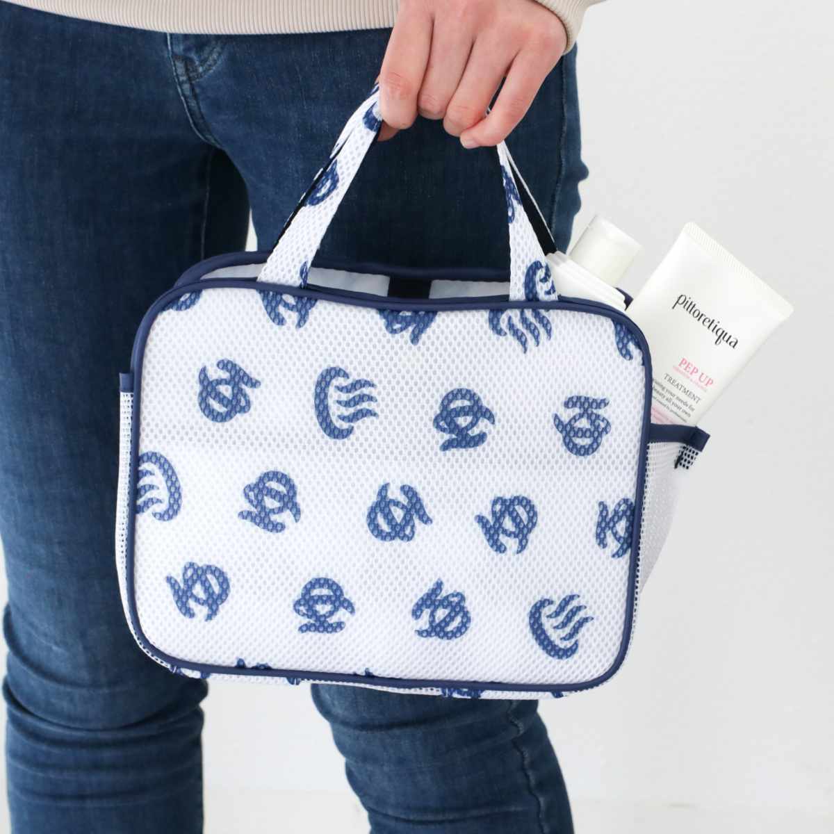 ポーチ スパポーチ 温泉入浴 ( バスポーチ スパバッグ トラベルポーチ バッグ ゆ 温泉マーク ハンドバッグ メッシュ ポケット付き ポーチ付き 銭湯 プール )