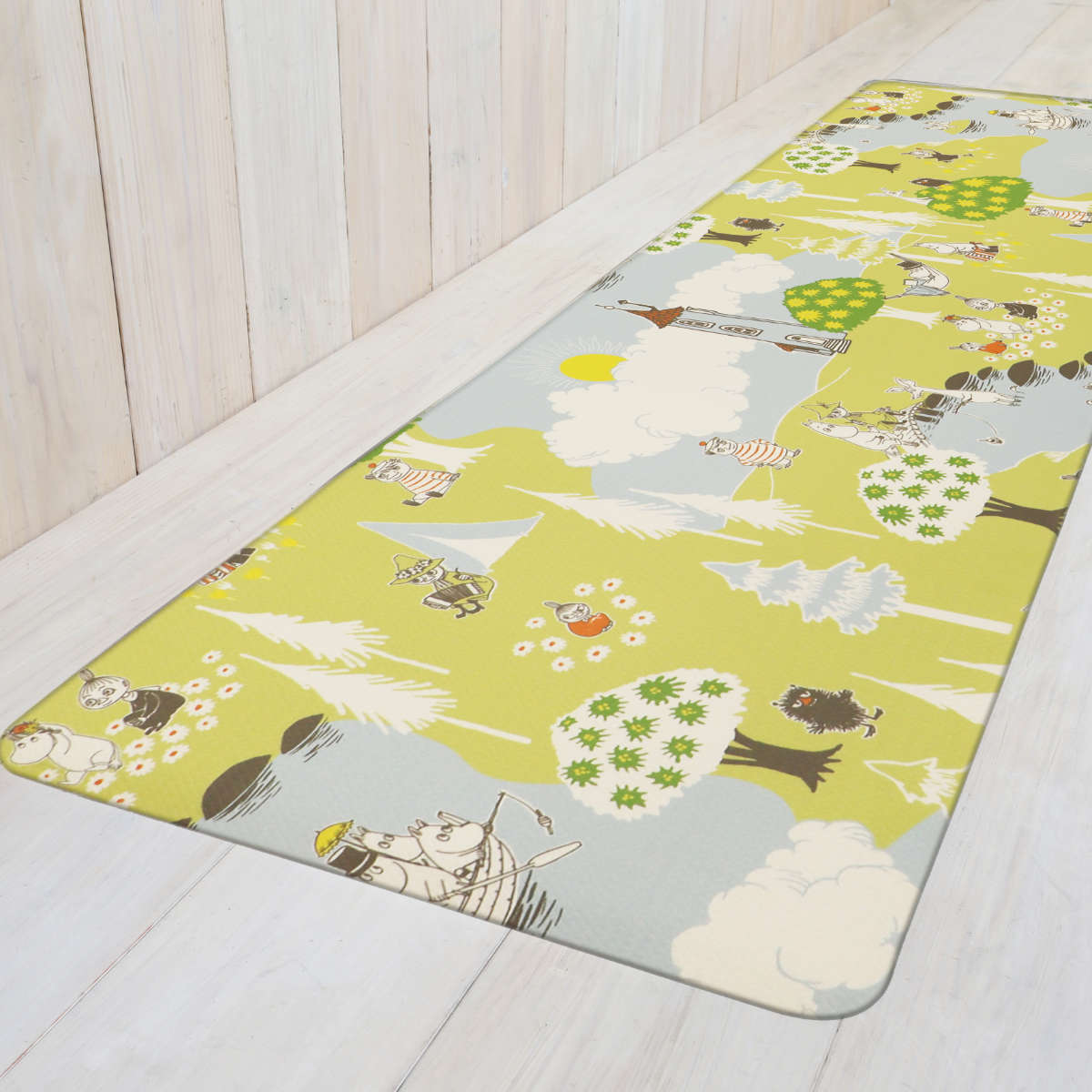 キッチンマット ムーミン PVCキッチンマット 45×120cm ( 拭ける PVC 45cm 120cm キッチン 台所 マット インテリアマット PVCマット 床暖OK 防菌 防臭 防カビ 防炎 洗濯不要 お手入れ簡単 もちもち やわらかい クッション ) 【ブラウン】 ブラウン