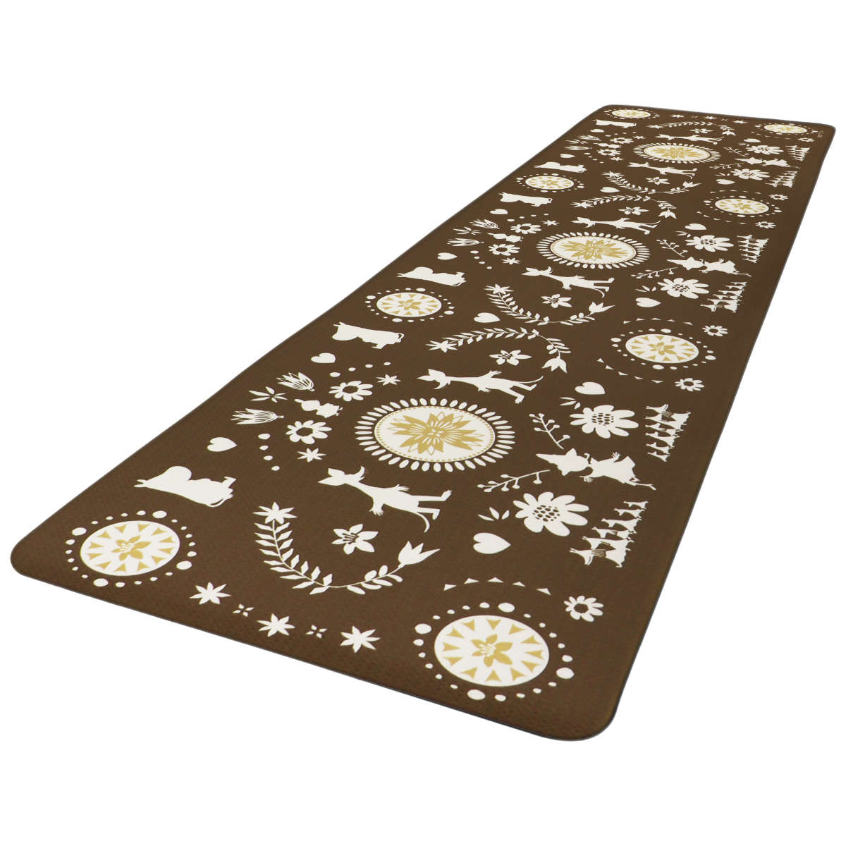 キッチンマット ムーミン PVCキッチンマット 45×120cm ( 拭ける PVC 45cm 120cm キッチン 台所 マット インテリアマット PVCマット 床暖OK 防菌 防臭 防カビ 防炎 洗濯不要 お手入れ簡単 もちもち やわらかい クッション ) 【ブラウン】 ブラウン