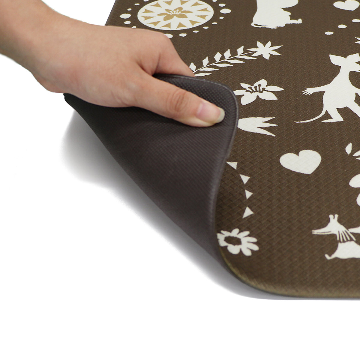 キッチンマット ムーミン PVCキッチンマット 45×120cm ( 拭ける PVC 45cm 120cm キッチン 台所 マット インテリアマット PVCマット 床暖OK 防菌 防臭 防カビ 防炎 洗濯不要 お手入れ簡単 もちもち やわらかい クッション ) 【ブラウン】 ブラウン