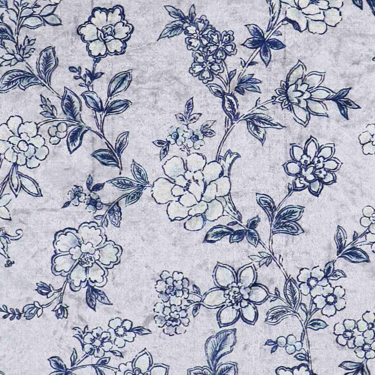 キッチンマット サラサ インテリアマット 45×120cm ( キッチン マット 台所マット キッチン用マット 洗える 床暖房対応 滑り止め加工 長方形 インテリア 花柄 光沢 すべり止め ズレにくい 丸洗い 掃除機 床暖房 フチ加工 ) 【ブルーグレー】 ブルーグレー