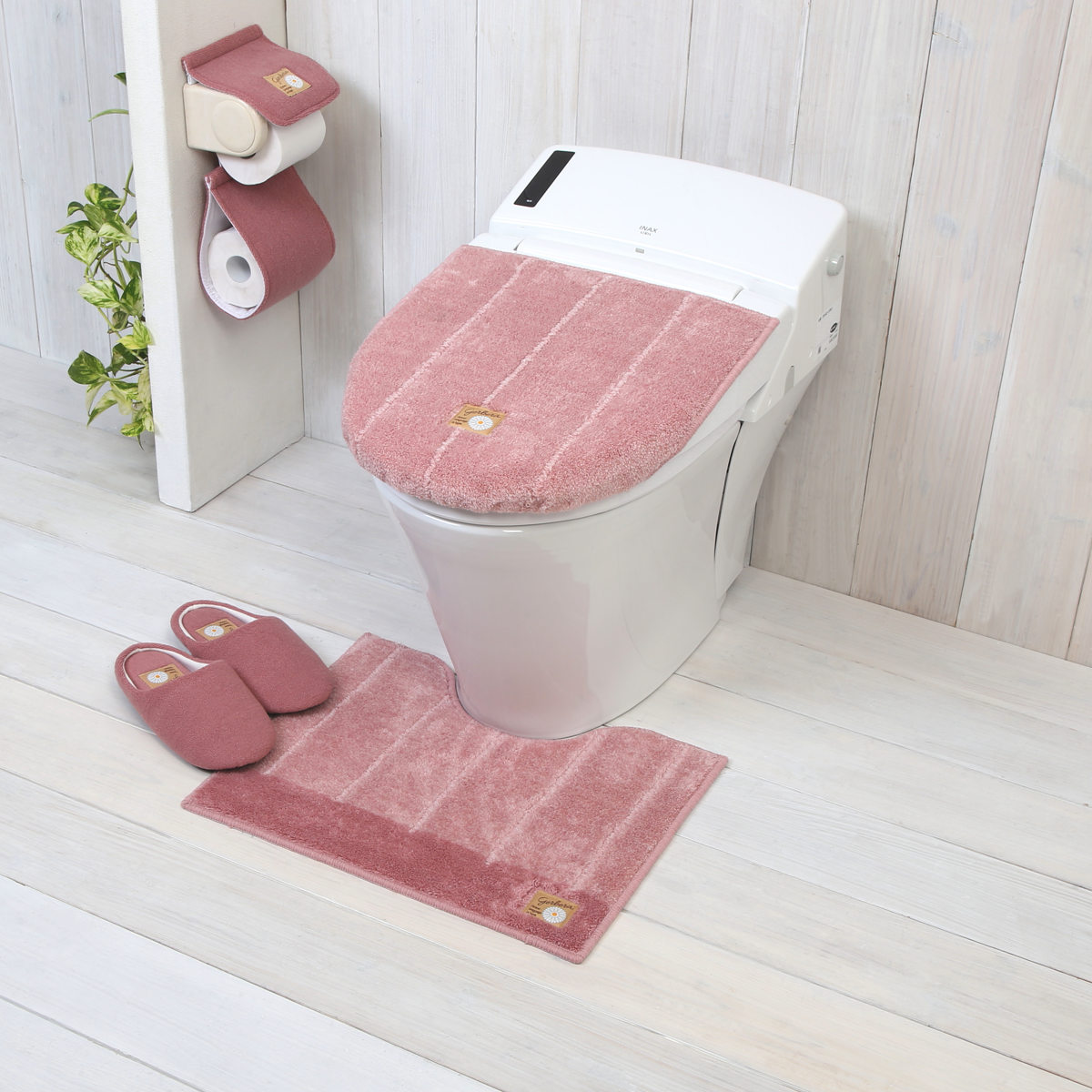 トイレマット 40×50cm ミニ シャンフル 北欧 おしゃれ ( 足元マット ミニサイズ すべりにくい 滑りにくい トイレグッズ トイレタリー ファブリック トイレファブ 足下マット 40 50 単品 ) 【グリーン】 グリーン