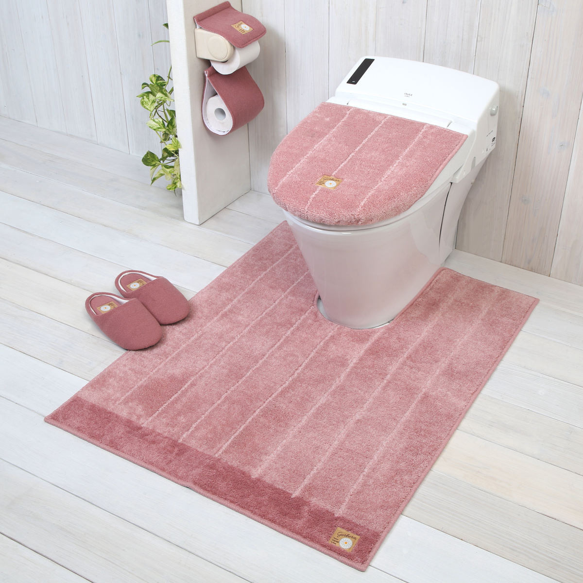 トイレフタカバー 共通用 シャンフル 兼用フタカバー トイレ フタカバー ( カバー トイレふたカバー 兼用 蓋カバー 普通 O型 U型 普通便座 洗浄暖房 ワンポイント シンプル ) 【ピンク】 ピンク