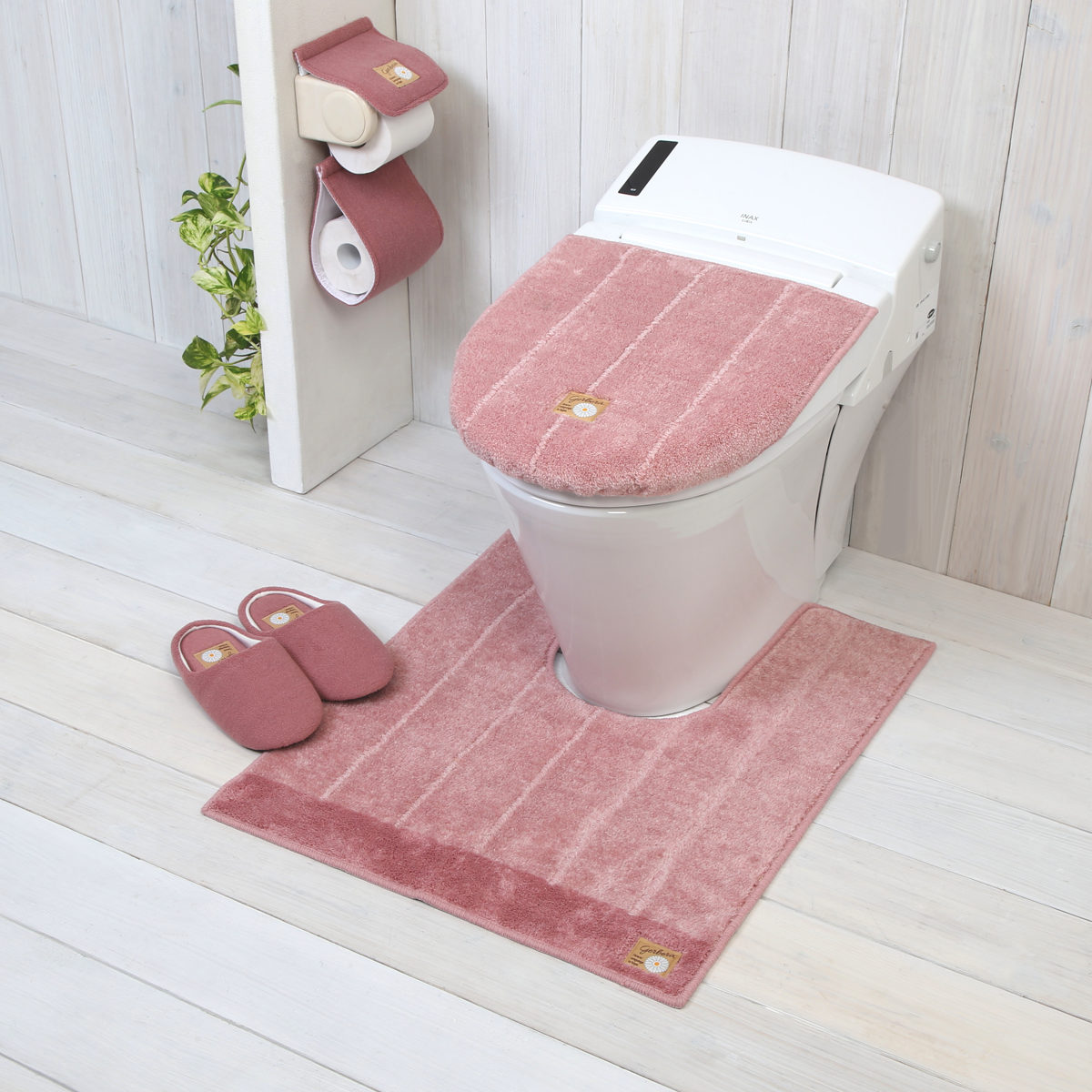 トイレスリッパ シャンフル トイレ スリッパ ( ルームスリッパ ルームシューズ トイレ用スリッパ 単品 トイレのスリッパ 23cm M 洗える 洗濯 ウォッシャブル ワンポイント 室内 トイレ用品 トイレグッズ ) 【ピンク】 ピンク