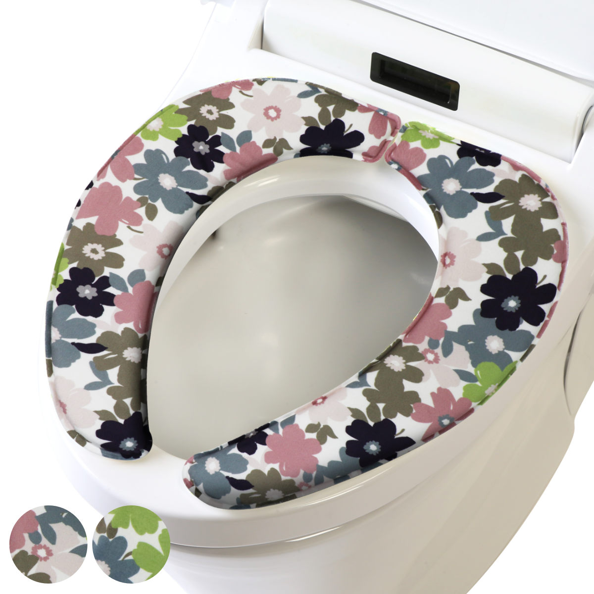 トイレ 便座シート 吸着 フルール 吸着便座シート （ 便座 クッション カバー シート 便座マット トイレカバー U型 O型 洗浄暖房型 トイレタリー ピンク グリーン ） 【グリーン】