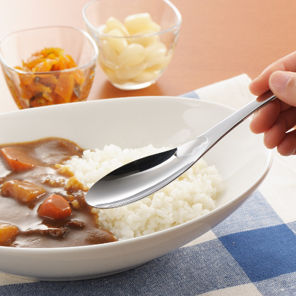 カレースプーン 5本入り スリムで食べやすい スプーン ステンレス 日本製 （ テーブルスプーン 19cm 5本 セット カレー用スプーン 洋食器  カトラリー デザートスプーン スリム 細長い カレー 食べやすい ご飯 米粒 ごはん ）