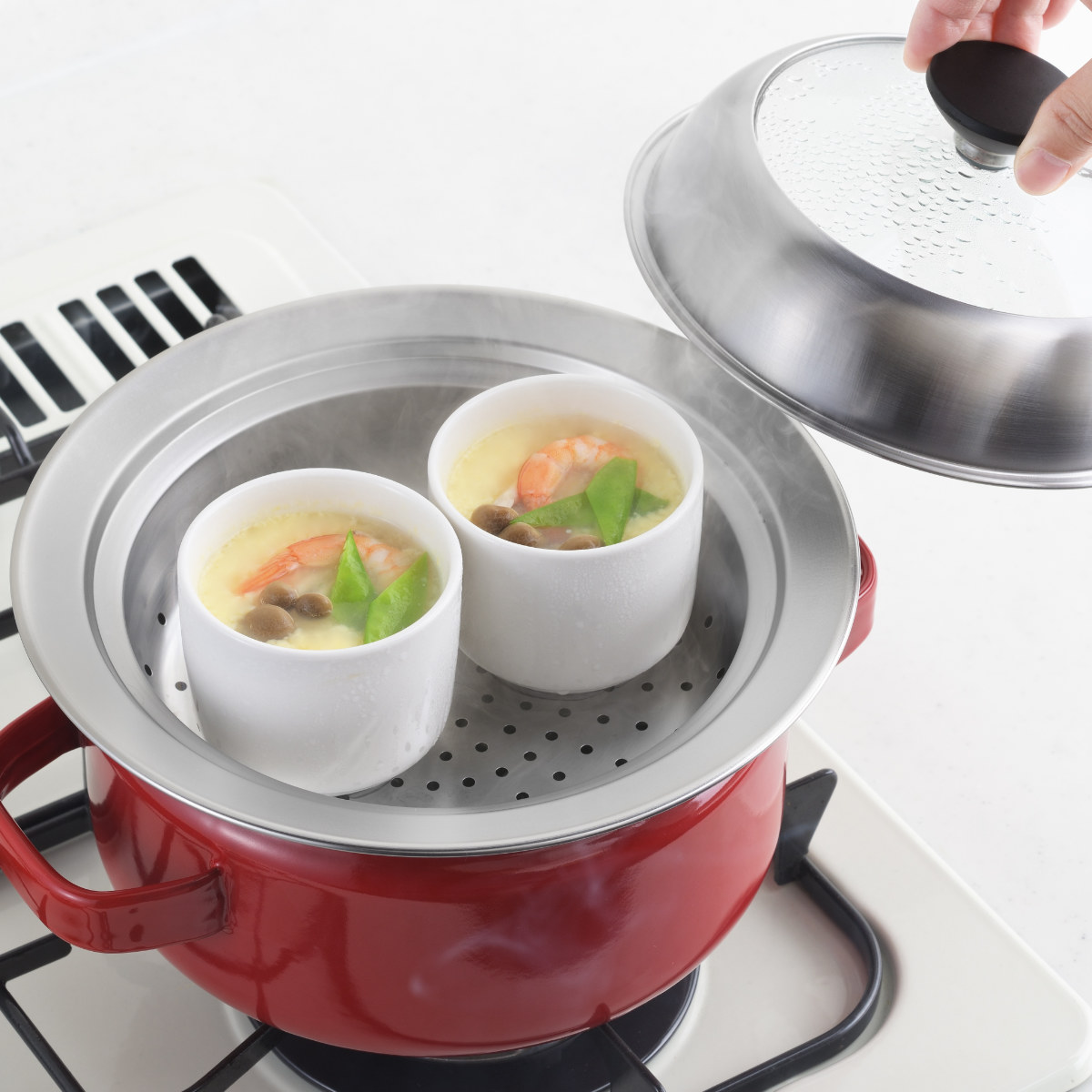 お鍋用蒸し器 18~20cm用 ガラス蓋付き 日本製 ( 蒸し器 お鍋用蒸し器 18~20cm用 ガラス蓋付き 日本製 ( 蒸し器