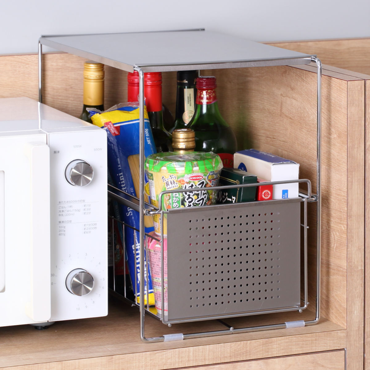 シンク下収納 シンク下スライド収納 1段 幅25cm ( シンク下収納ラック 引き出し付き スリム シンク下 コンロ下 キッチンストッカー ステンレス スライドラック 隙間収納 引出し ワゴン キッチン 洗面所 収納 おしゃれ 日本製 )