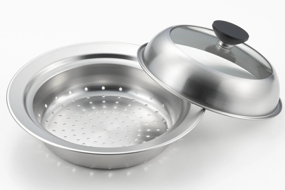 お鍋用蒸し器 18～20cm用 ガラス蓋付き 日本製 （ 蒸し器