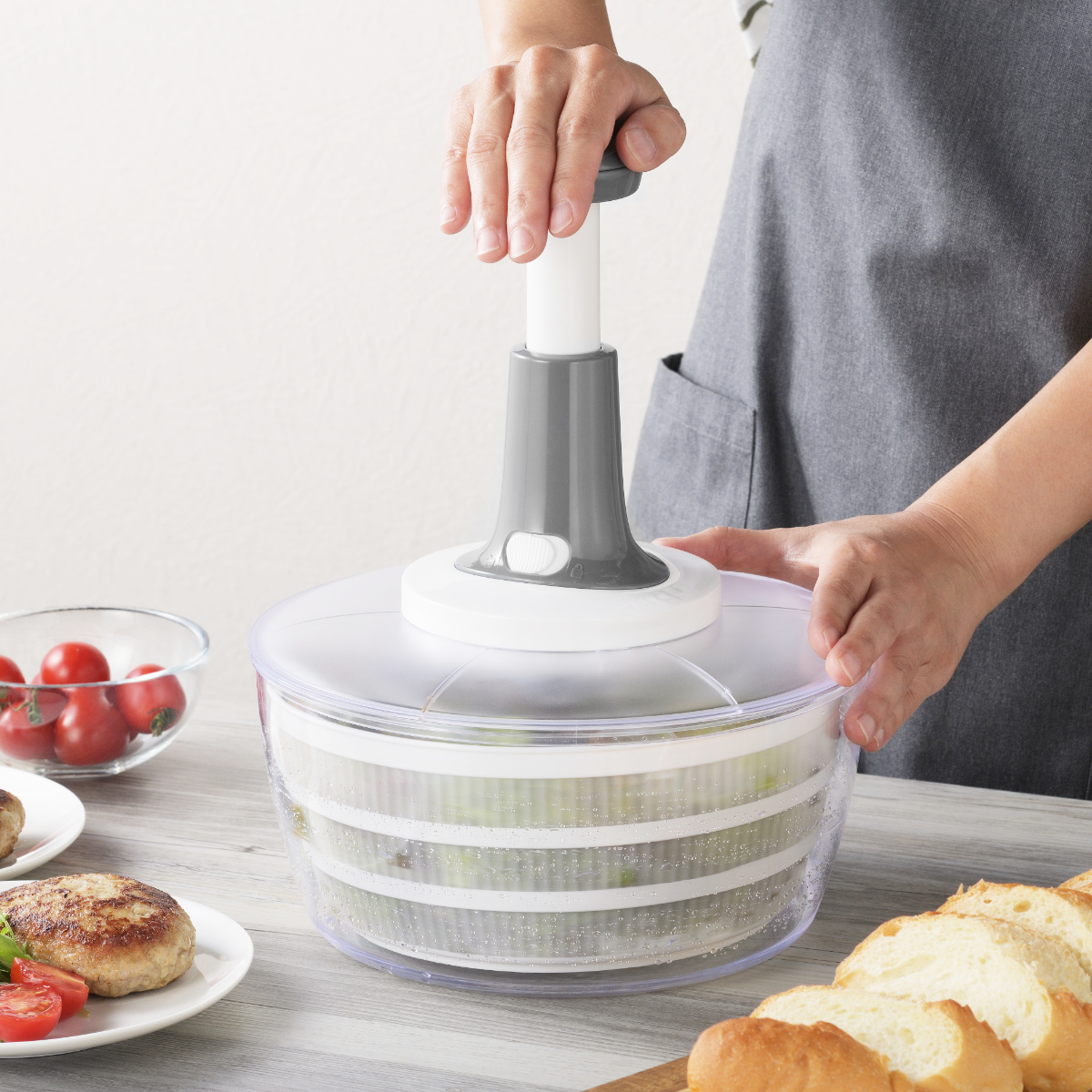 サラダスピナー&フードプロセッサー みじん切り器 ( 水切り器 フードチョッパー みじん切り チョッパー 手動 みじん切りカッター フードプロセッサー フードカッター 野菜水切り器 コンパクト )