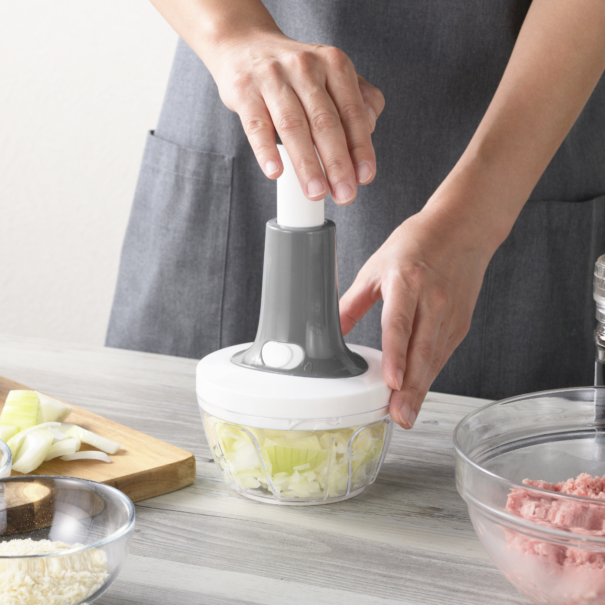 サラダスピナー&フードプロセッサー みじん切り器 ( 水切り器 フードチョッパー みじん切り チョッパー 手動 みじん切りカッター フードプロセッサー フードカッター 野菜水切り器 コンパクト )